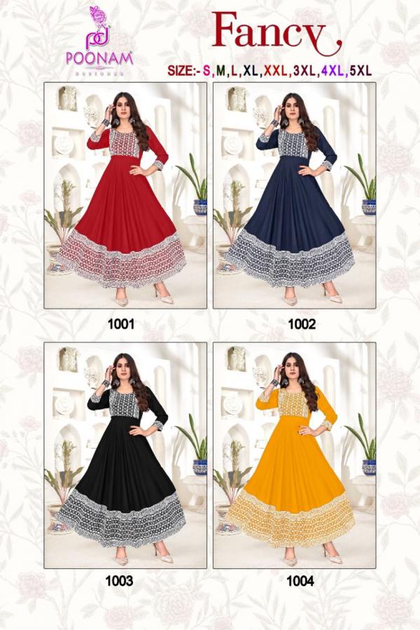 Poonam Fancy Ethnic Wear Rayon Anarkali Kurti Collection